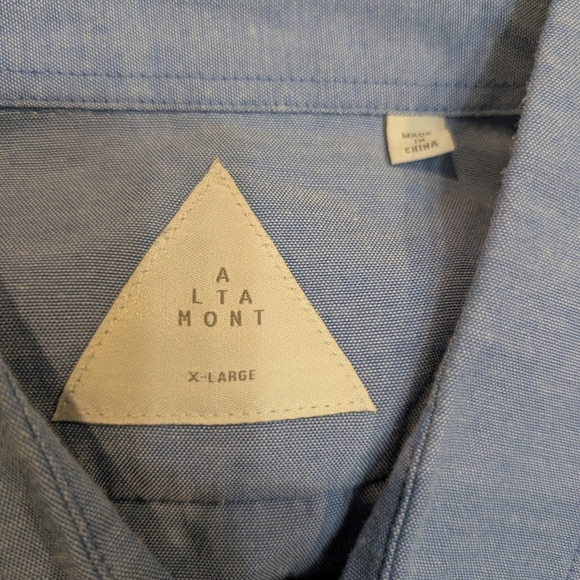 Altamont Men's XL Cotton Button Up Shirt Short Sleeve Blue - Picture 2 of 8